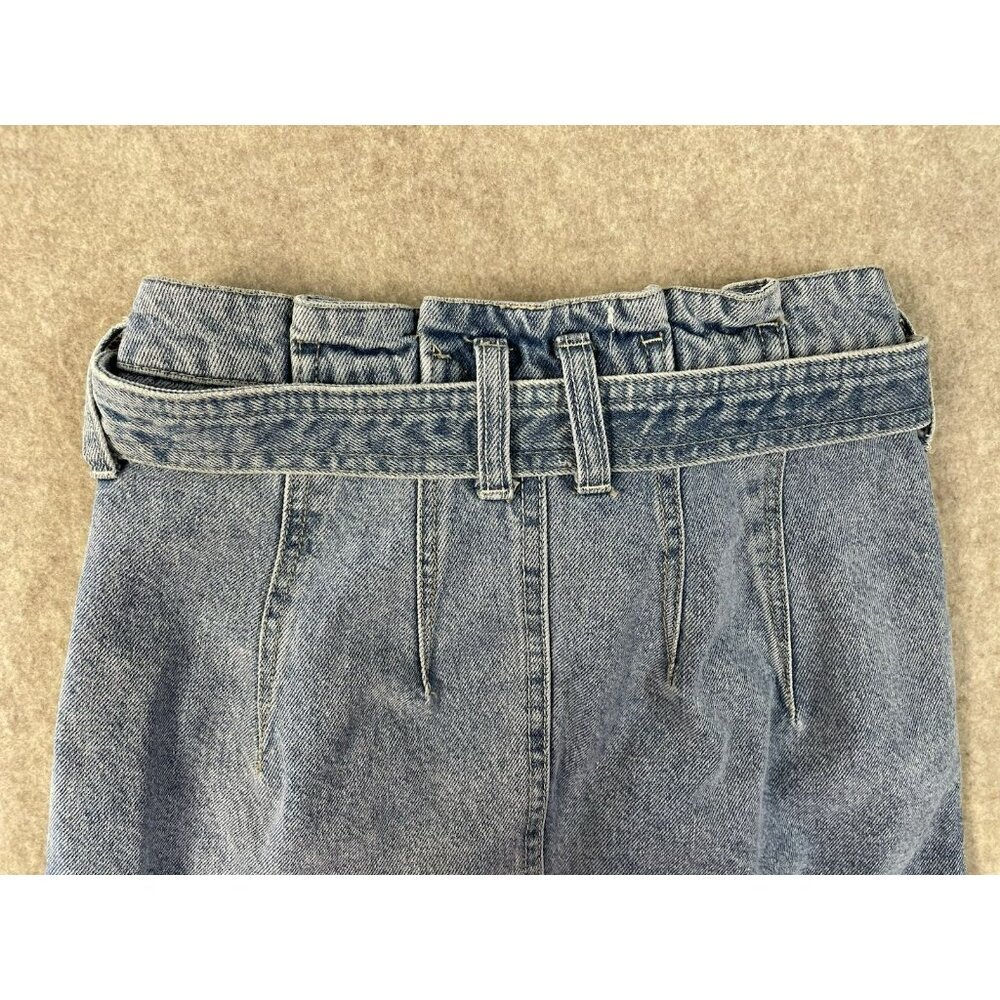 Free People We The Free Sz 25 East of Eden Belted Denim Frayed Mini Skirt - Picture 5 of 13